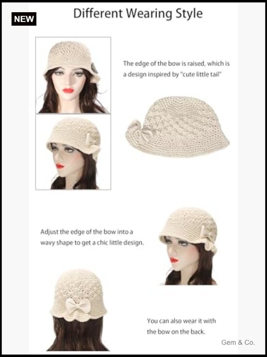 Winter Crochet Bucket Hat Handmade Cotton Knit Cloche Bowler main image 4